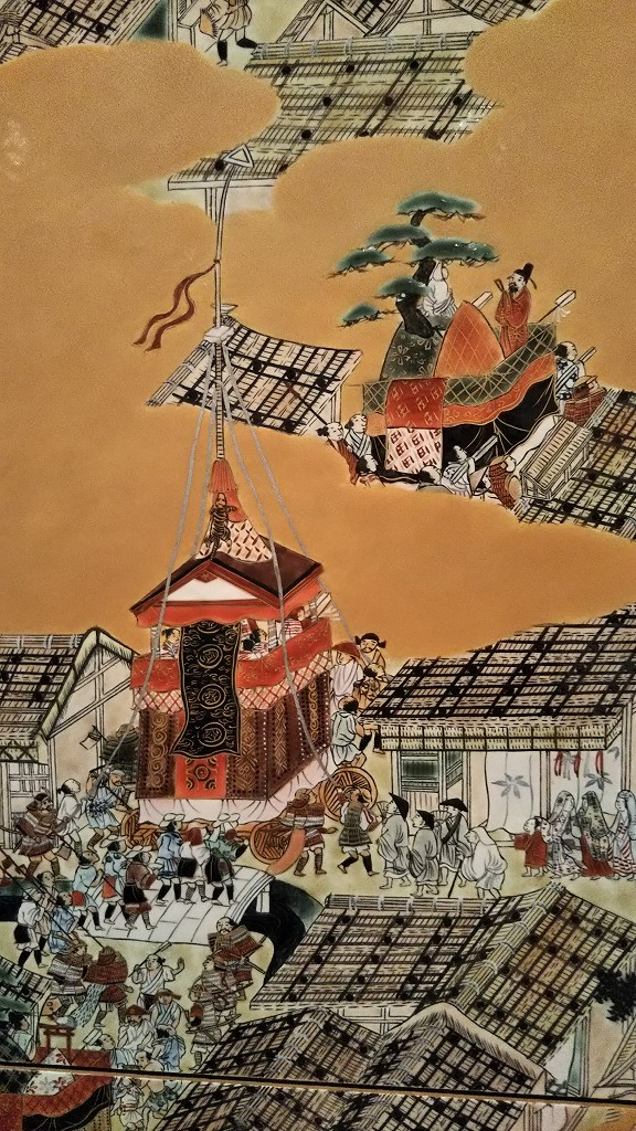 【祇園祭山鉾巡行図】染色 1015 京都洛中洛外 長刀鉾 掛け軸 祇園祭山鉾巡行図】染色 1015 京都洛中洛外 長刀鉾 掛け軸