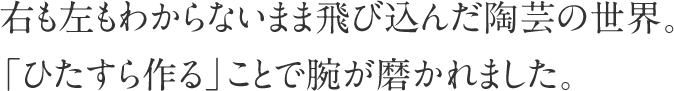 右も左もわからないまま飛び込んだ陶芸の世界。「ひたすら作る」ことで腕が磨かれました。