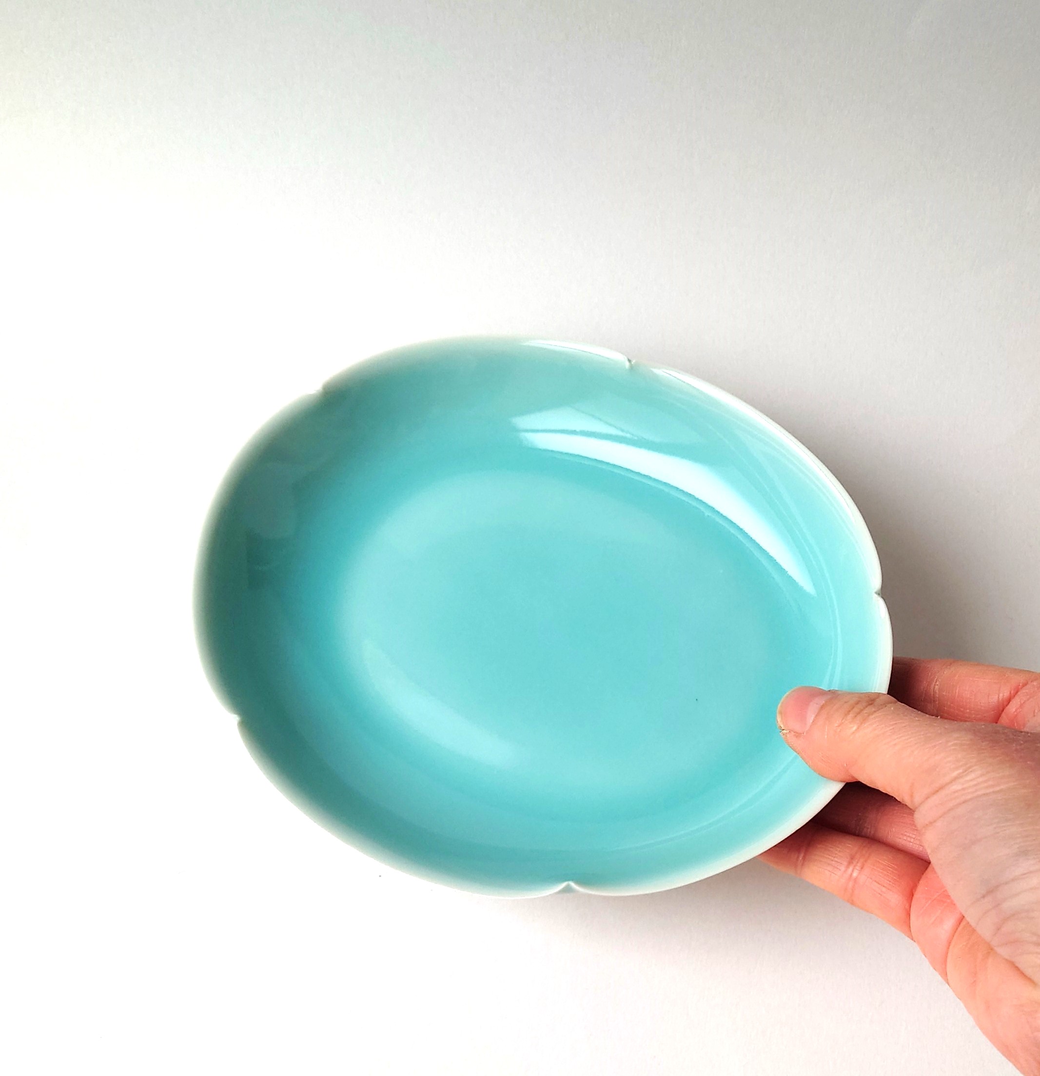 青白磁　楕円鉢