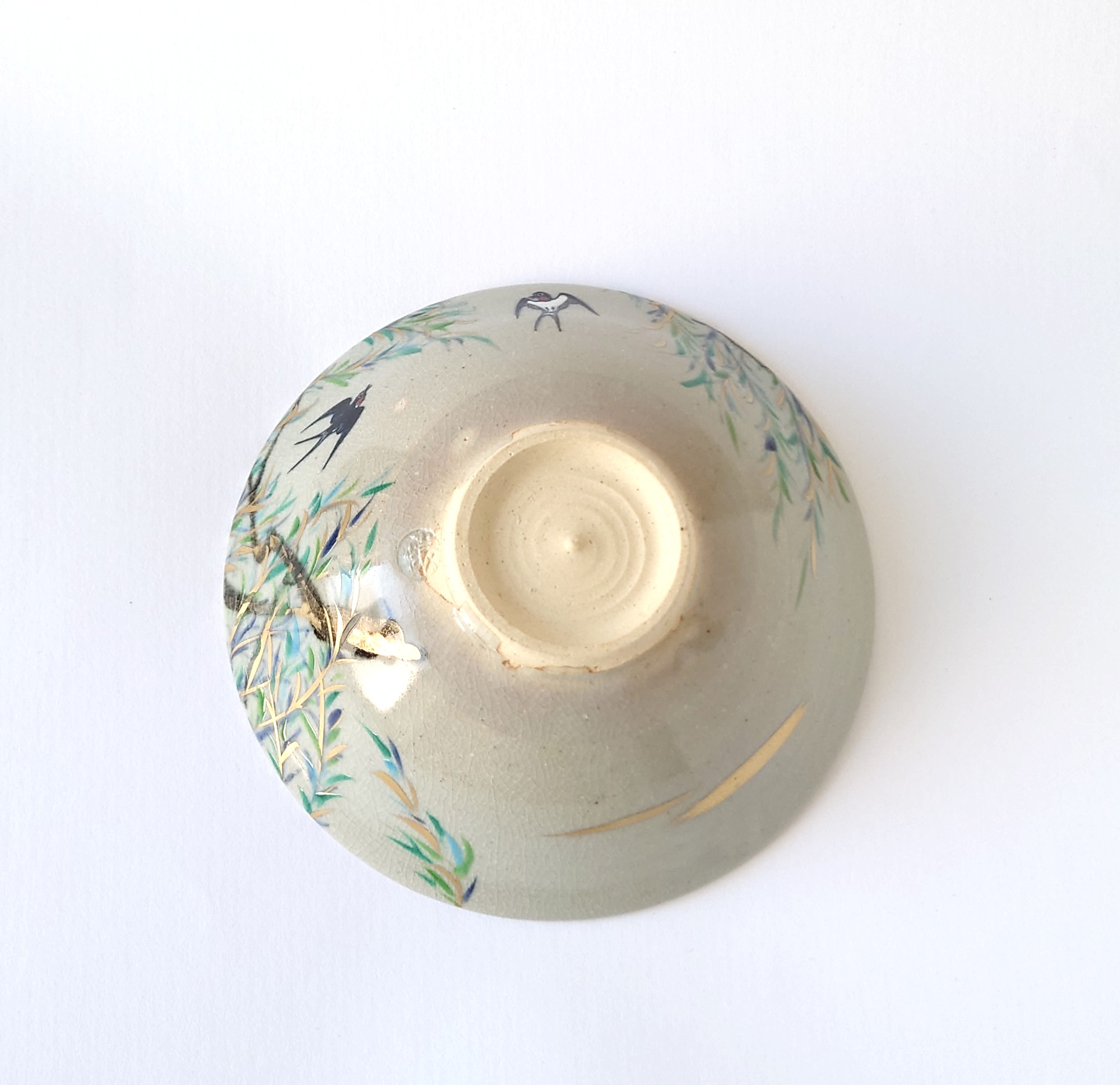 柳に燕図　茶碗