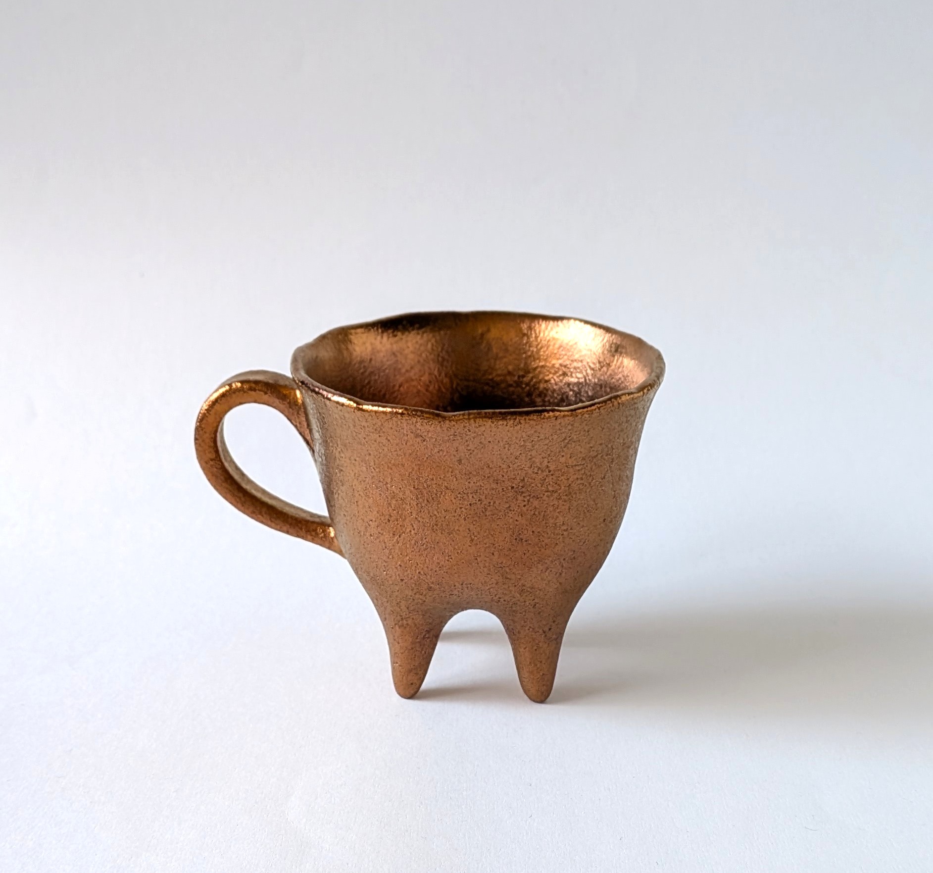 四足　銅　珈琲碗皿